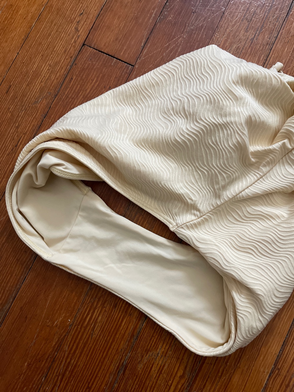 Monday Swimwear Sicily One Piece Swimsuit in Cream Wave Crinkle One Shoulder - Picture 6 of 7